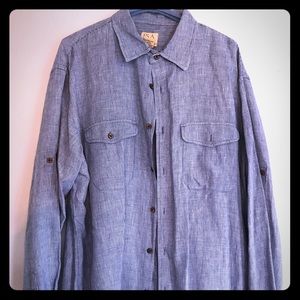 Jos A Bank blue linen dress shirt